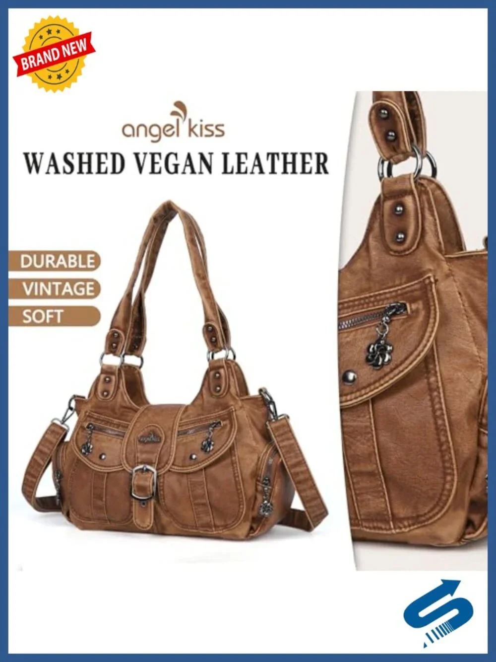 Vegan Leather Hobo Bag Women Shoulder Purse Crossbody Tote Handbag Roomy